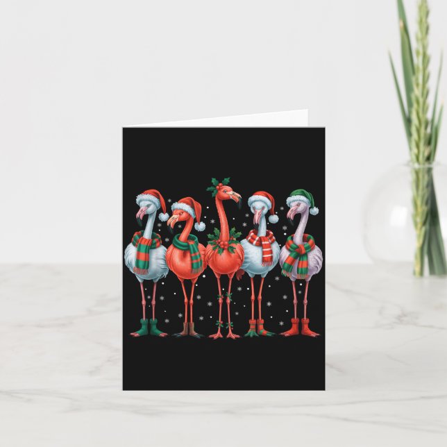 Carte Funny Nk Flamingos Merry Christmas Tree Xmas Snowf (Devant)