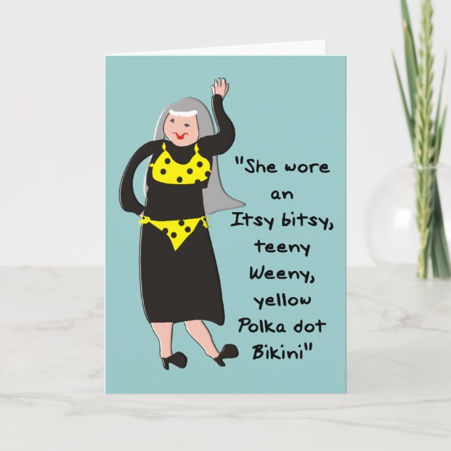 Carte Funny Nun Cards "Yellow Polka Dot Bikini" (Devant)