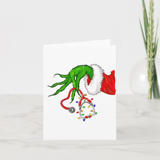 Carte Funny Nurse Christmas Stethoscope Nurses Xmas Ligh (Devant)