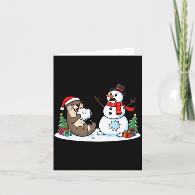 Carte Funny Otter Snowman Christmas Tree Xmas Womens Men (Devant)