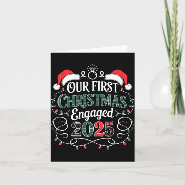 Carte Funny Our First Christmas Engaged 2025 Couples Paj (Devant)