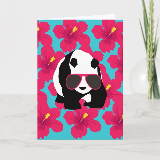Carte Funny Panda Bear Beach Bum Cool Lunettes de soleil (Devant)