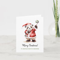 Funny Panda jouant au golf Noël