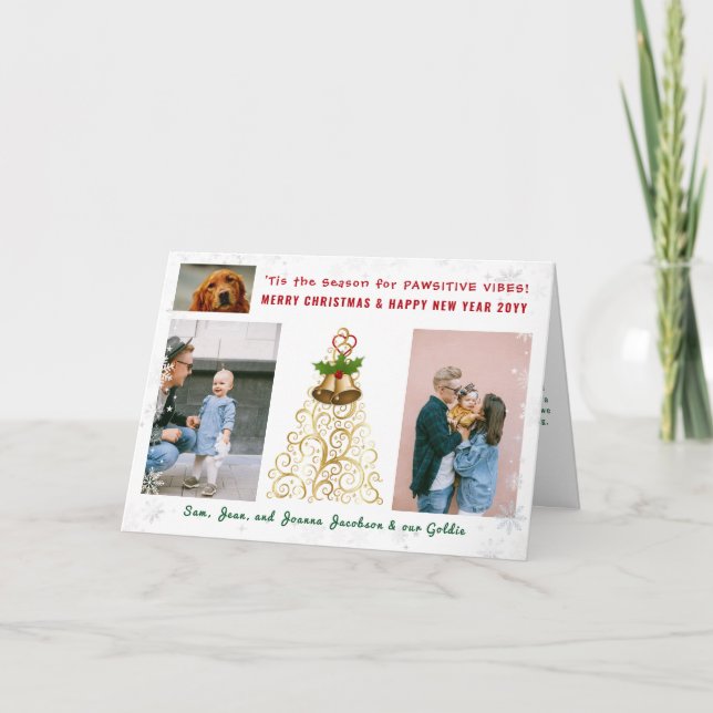 Carte Funny Pawsitive Chien Chat 3 Photos de mignons flo (Devant)