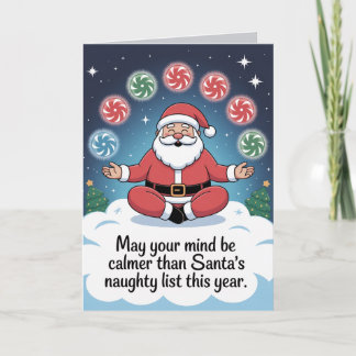Carte Funny Père Noël Christmas Card - Humour de méditat