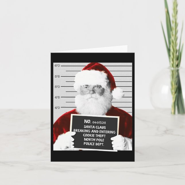 Carte Funny Père Noël Mugshot Père Noël emprisonné Noël (Devant)