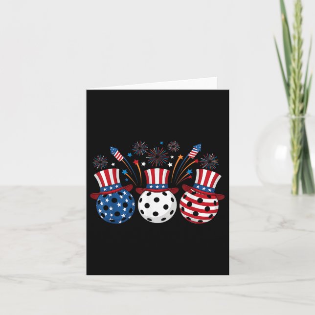 Carte Funny Pickleball Fireworks American Usa Drapeau 4e (Devant)