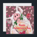 Carte Funny Pig Valentine's Day Card<br><div class="desc">Funny Valentine's Day Cards Romantique Gentleman Pig avec Rose - Peinture - Personnalisable - ou Choisissez / Ajoutez votre texte unique - Nom / Couleurs / Police / Taille / Éléments - Image / Plus - Faites votre cadeau spécial - Redimensionnez et déplacez ou ajoutez des éléments / du texte...</div>