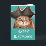 Carte Funny Pirate Chat Anniversaire<br><div class="desc">Hé,  Matey ! Carte amusante avec un chaton pirate et un grand salut d'anniversaire. Personnalisez le message pour créer votre propre carte spéciale. Merci beaucoup de chercher. Photo de chat ©Christine Greenspan</div>