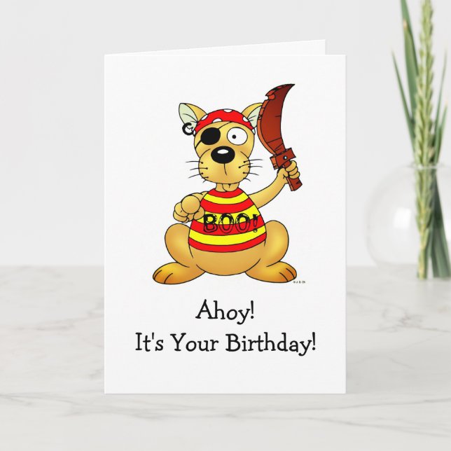 Carte Funny Pirate Dog Birthday Greeting (Devant)