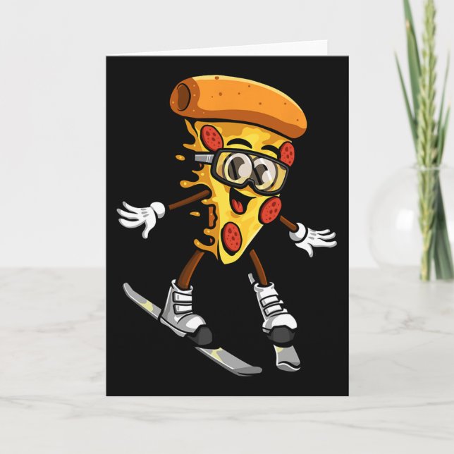Carte Funny Pizza Ski Cheesy Pie Foodie Skiing Instructo (Devant)