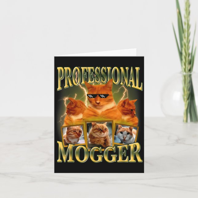 Carte Funny Professional Mogger Cat Meme Mewing Looksmax (Devant)