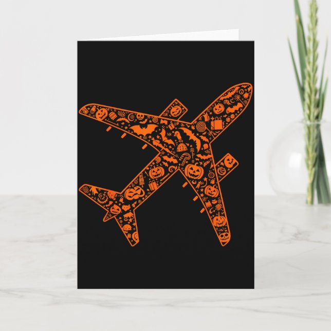 Carte Funny Pumpkin Airplane Candy Halloween Mens Womens (Devant)