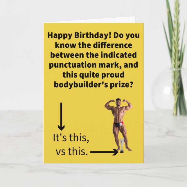 Carte Funny Pun Apostrophe vs A Pose Trophy Anniversaire (Devant)