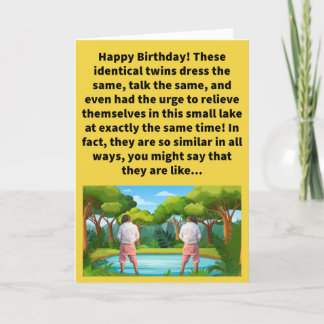 Carte Funny Pun Deux Pees dans un étang Joyeux anniversa