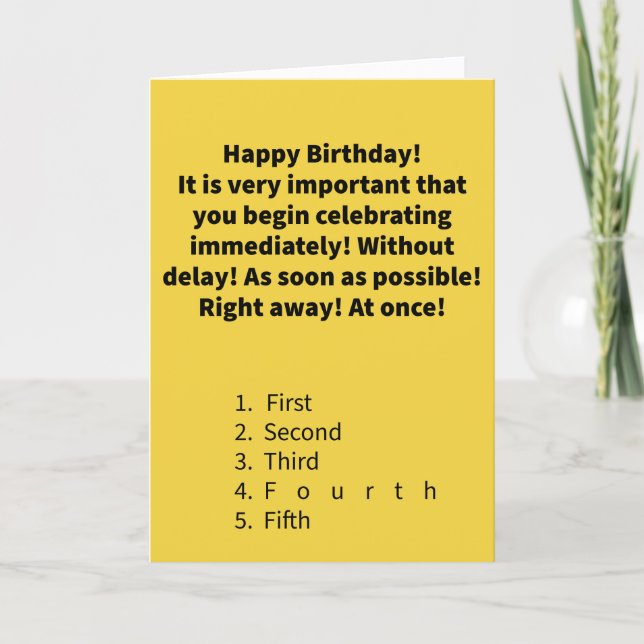 Carte Funny Pun Fourthwidth Happy Birthday (Devant)