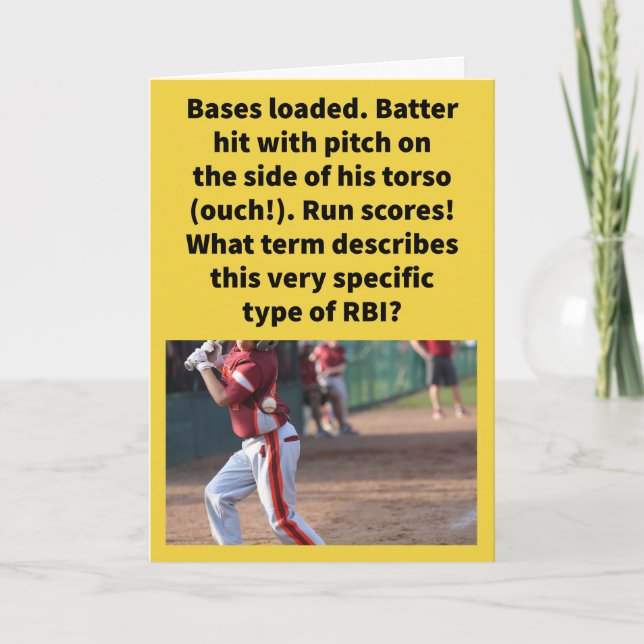 Carte Funny Pun Ribbie Salutation de baseball (Devant)