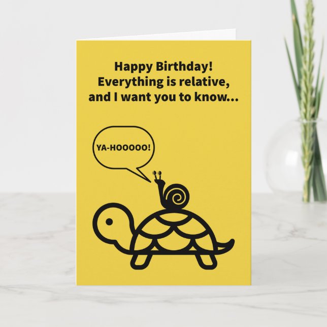 Carte Funny Pun Snail Riding Turtle Relative Anniversair (Devant)