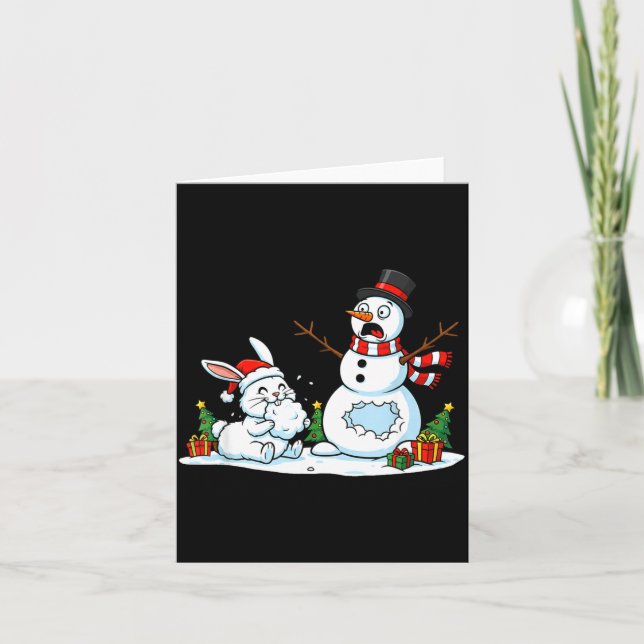 Carte Funny Rabbit Snowman Christmas Bunny Womens Mens K (Devant)