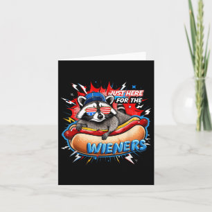 Carte Funny Raccoon Hot Dog 4 juillet Bbq Party Humour