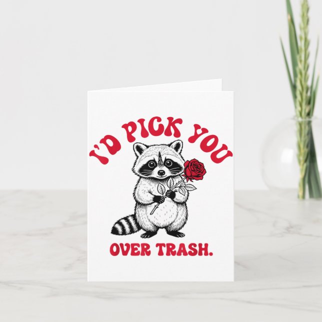 Carte Funny Raccoon I’d Ck You Over Trash Valentines Day (Devant)