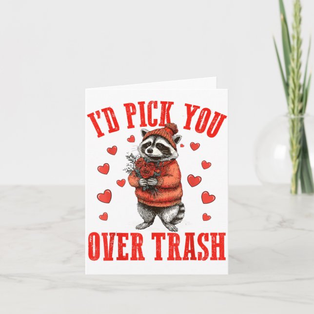Carte Funny Raccoon I’d Ck You Over Trash Valentines Day (Devant)