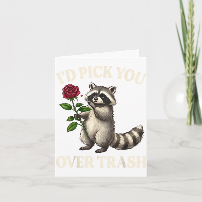 Carte Funny Raccoon I’d Ck You Over Trash Valentines Day (Devant)