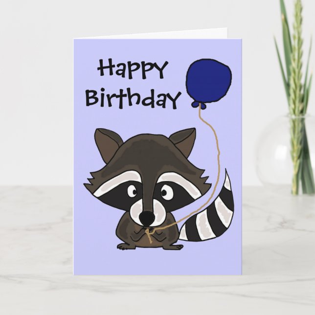 Carte Funny Raccoon tenant le ballon (Devant)