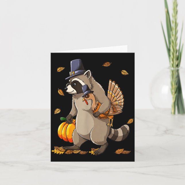 Carte Funny Raccoon Turkey Pumpkin Thanksgiving Gift Men (Devant)