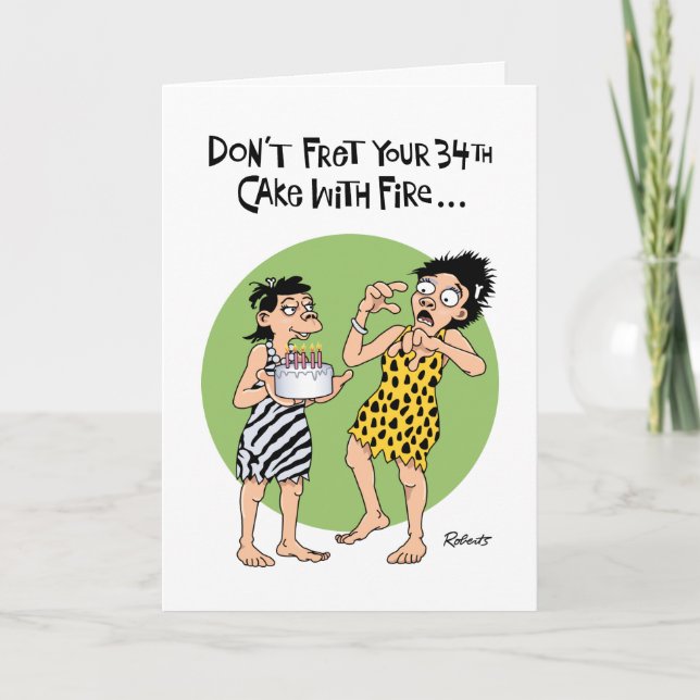 Carte Funny Reassurance 34e anniversaire (Devant)