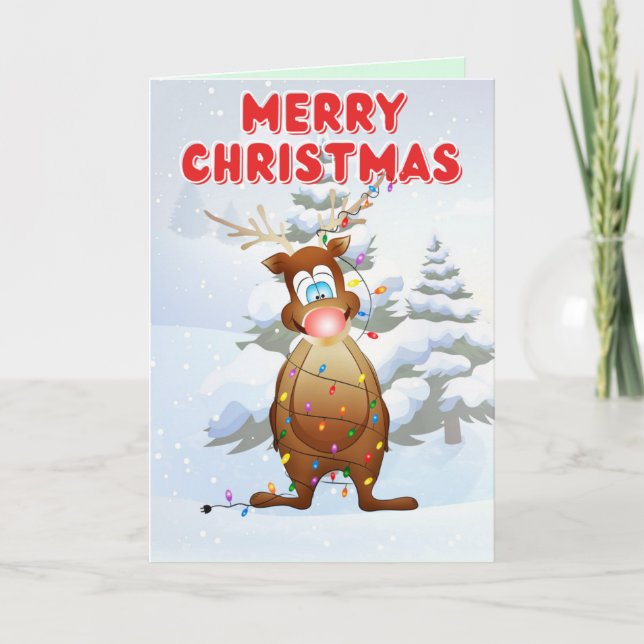Carte Funny Reindeer Joyeux Noël (Devant)