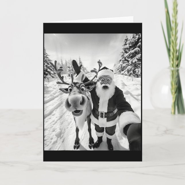 Carte Funny Reindeer Santa Selfie Christmas Party Xmas P (Devant)