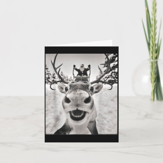 Carte Funny Reindeer Selfie Christmas Santa Funny Kids  (Devant)