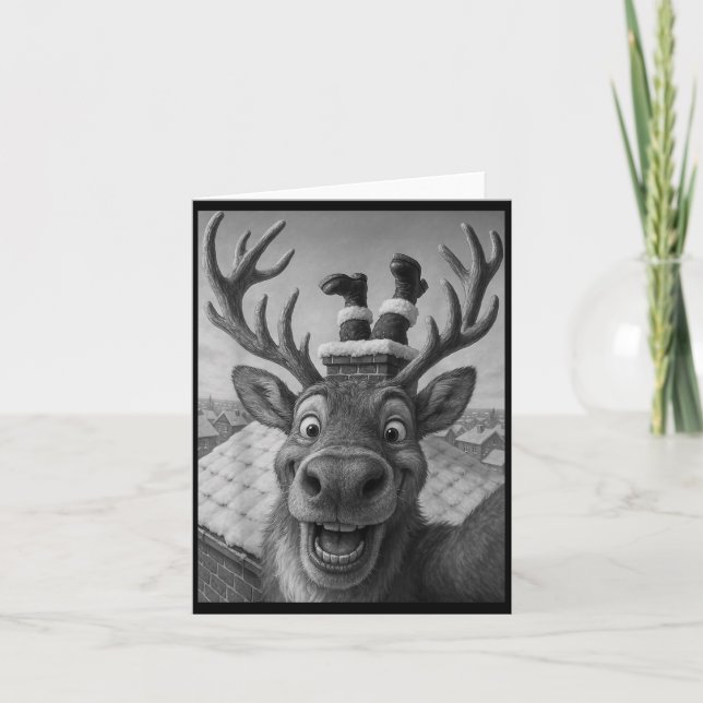 Carte Funny Reindeer Selfie Santa Boys Girls Christmas  (Devant)