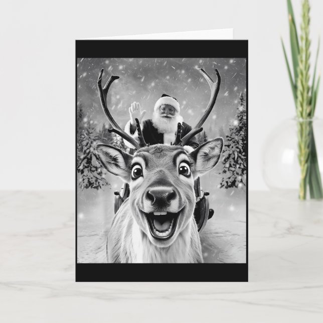 Carte Funny Reindeer Selfie Santa Christmas Men Women Ki (Devant)