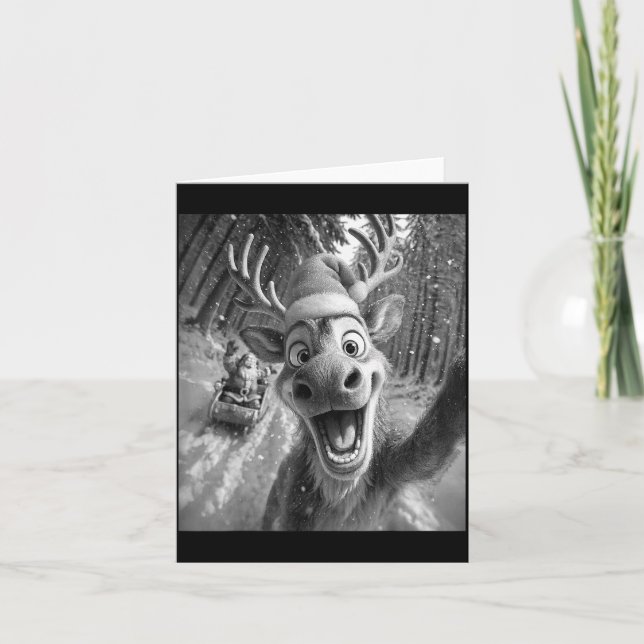 Carte Funny Reindeer Selfie Santa Merry Christmas Men Wo (Devant)