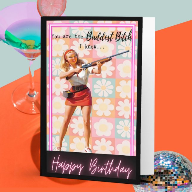 Carte Funny Retro Birthday Card Best Friend-Sassy-Bad (Créateur téléchargé)
