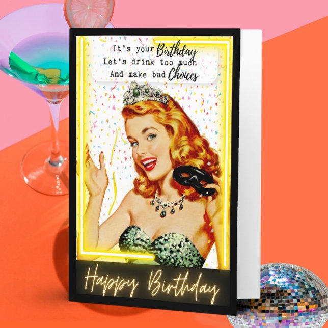 Carte Funny Retro Birthday Card Best Friend-Sassy-Choice (Créateur téléchargé)