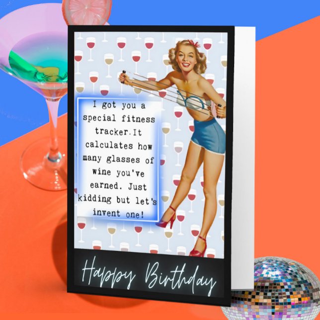 Carte Funny Retro Birthday Card Best Friend-Sassy-Fitnes (Créateur téléchargé)