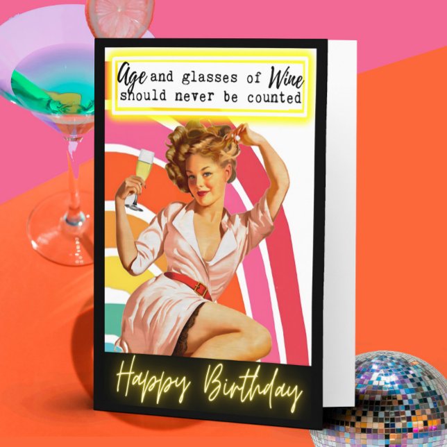 Carte Funny Retro Birthday Card Best Friend-Sassy-Glass (Créateur téléchargé)