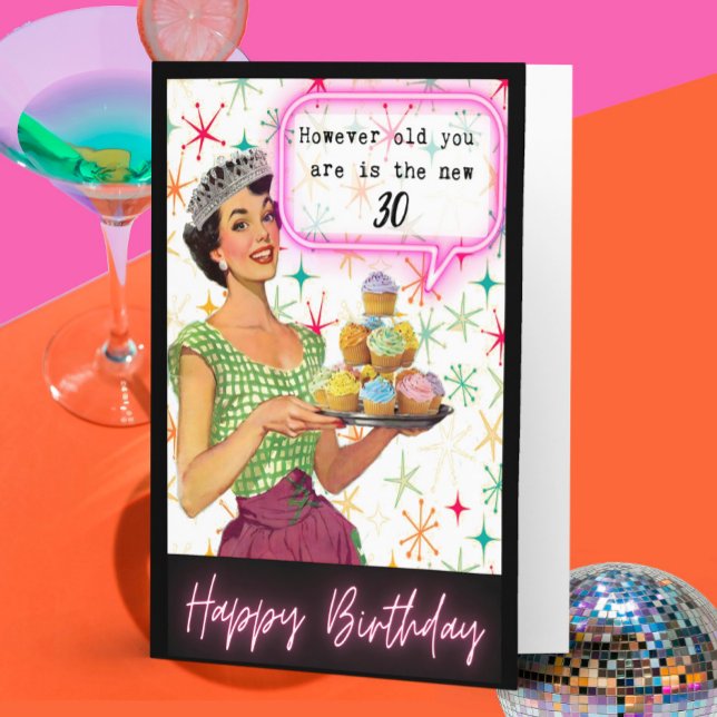 Carte Funny Retro Birthday Card Best Friend-Sassy-New30 (Créateur téléchargé)