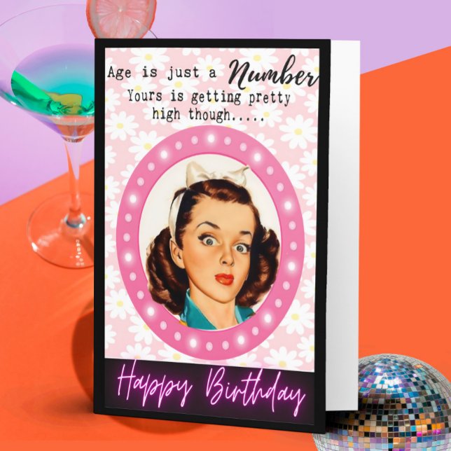 Carte Funny Retro Birthday Card Best Friend-Sassy-Number (Créateur téléchargé)