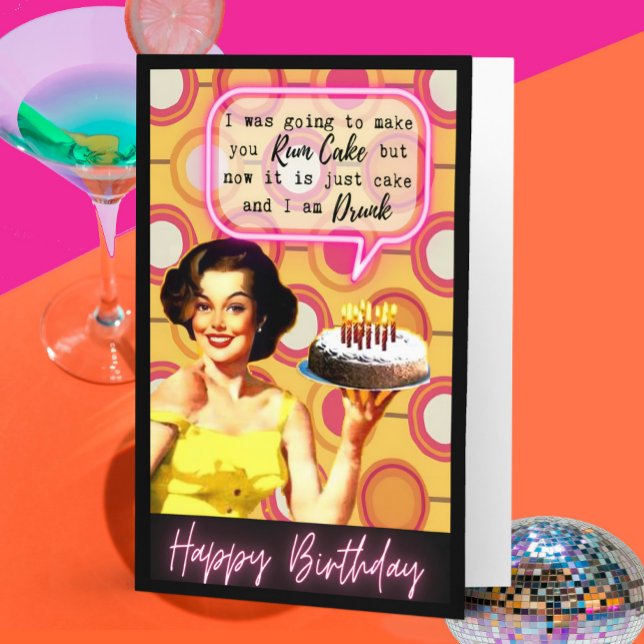 Carte Funny Retro Birthday Card Best Friend-Sassy-Rum (Créateur téléchargé)