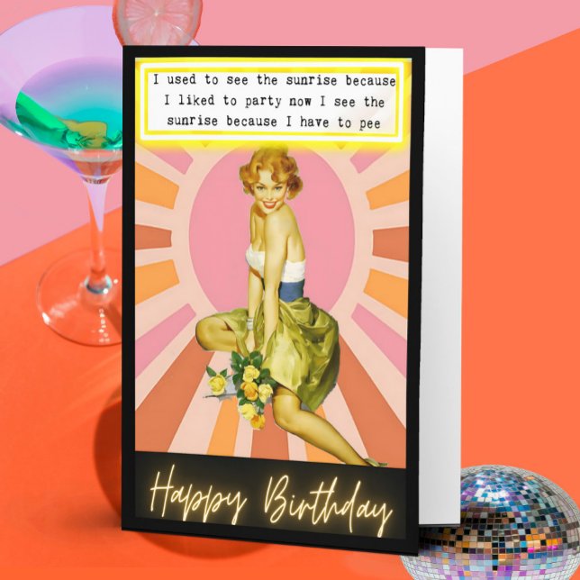 Carte Funny Retro Birthday Card Best Friend-Sassy-Sun (Créateur téléchargé)