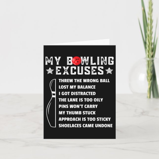 Carte Funny Retro Bowling Excuses Pour Ligue Night Bowle (Devant)