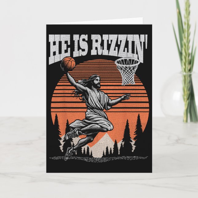 Carte Funny Retro He Is Rizzin Christian Easter Playing  (Devant)