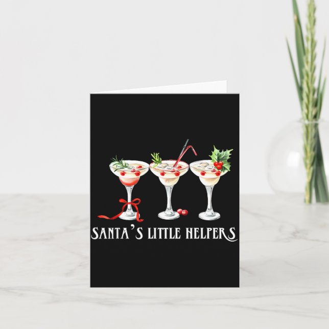 Carte Funny Retro Santa's Little Helper Martini Merry Ch (Devant)