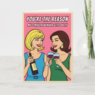 Carte Funny Retro Vintage Wine Humor BFF Pop Art