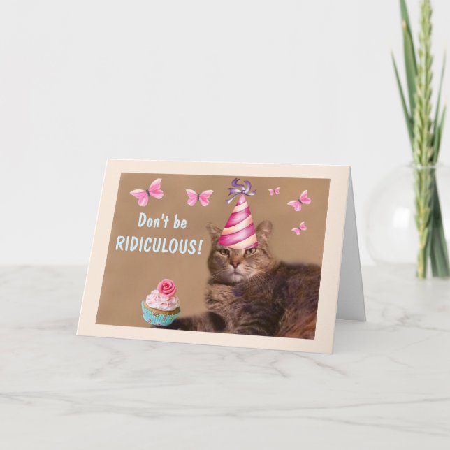 Carte Funny Ridiculisé Chat Anniversaire (Devant)