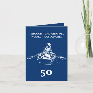 Carte Funny Rowing Woman Blue Soeur 50e anniversaire